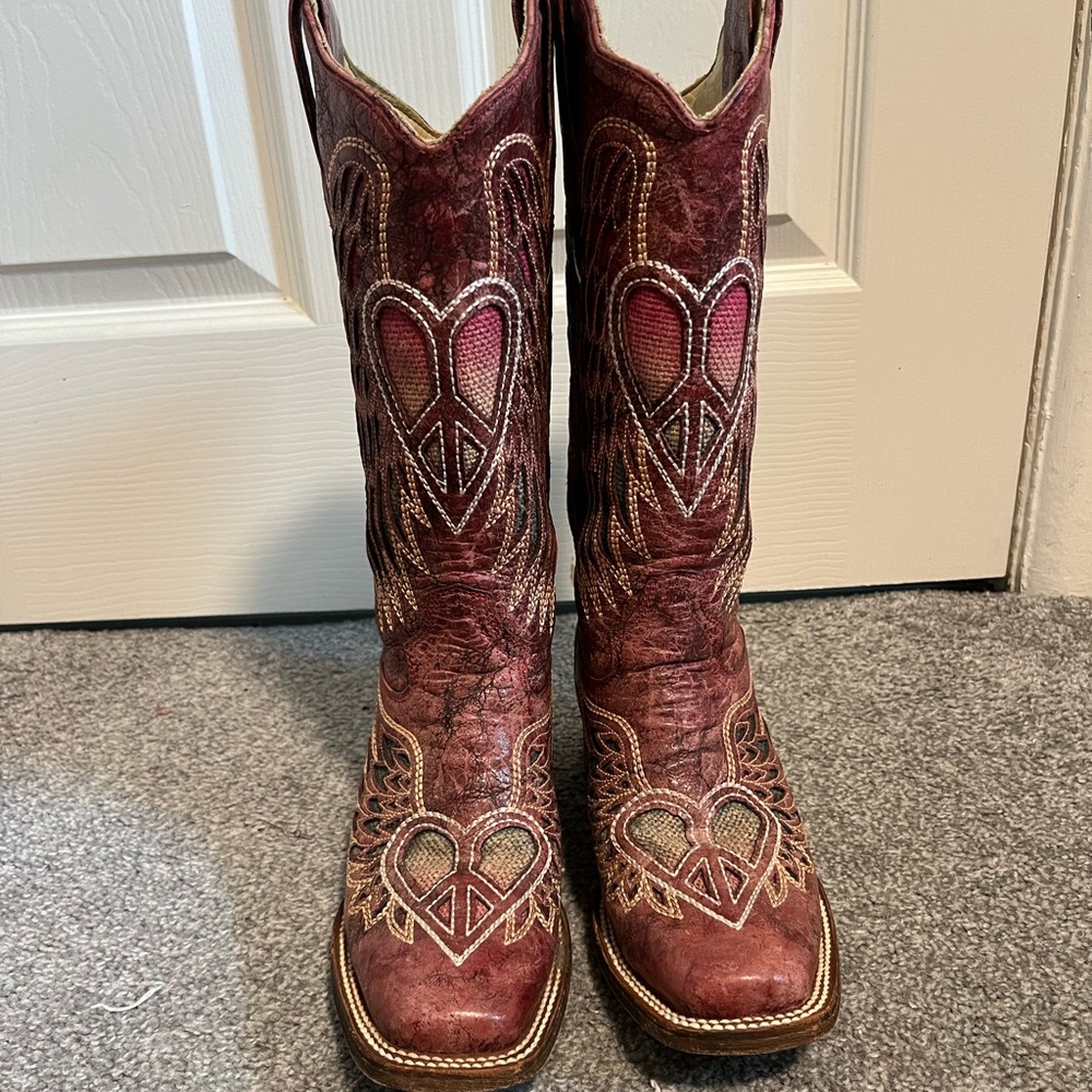 Deep red western boots